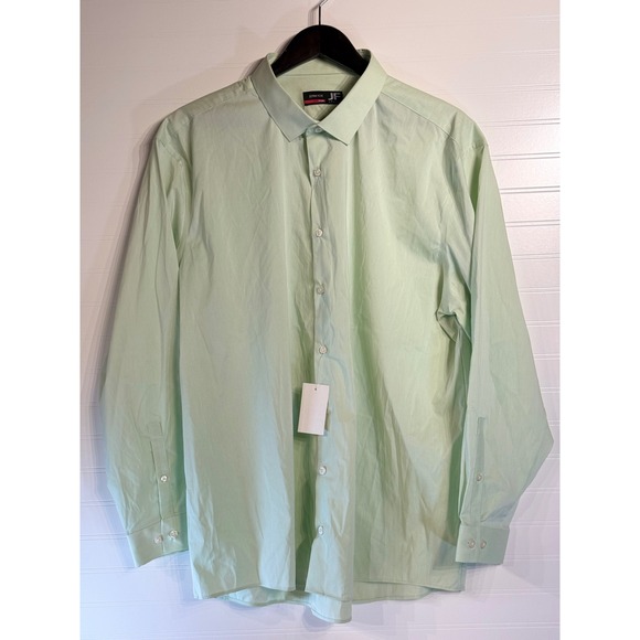 Men's XXL J.Ferrar Stretch Slim Fit Dress Shirt Green Chambray‎ - Picture 1 of 5